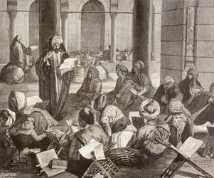 Profesor dando una conferencia en la Universidad de Al-Azhar, El Cairo, en el siglo XIX, de 